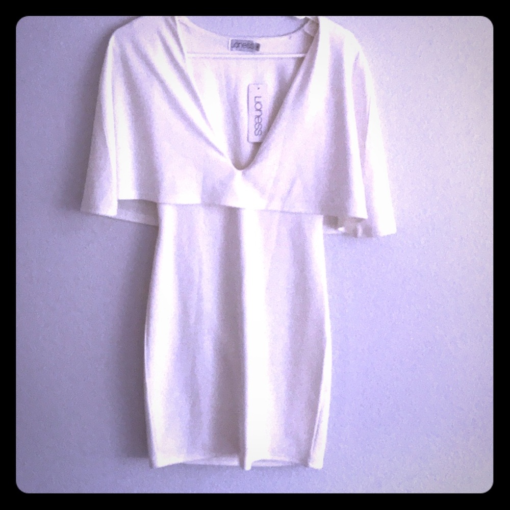 White cape sleeve dress